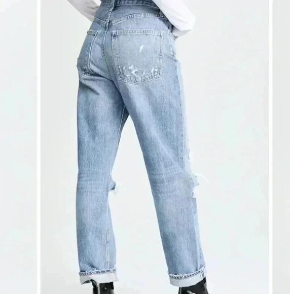 Agolde 90s Fit Button Fly Mid Rise Distressed Loose Fit Jeans Women 24 A069c-811 - Picture 2 of 12